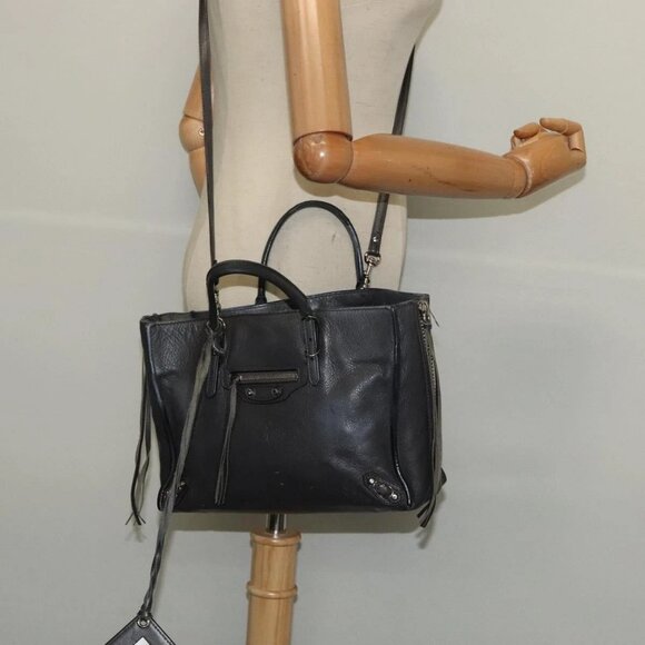 BALENCIAGA Paper A 6 Hand Bag Leather Gray - Picture 1 of 16